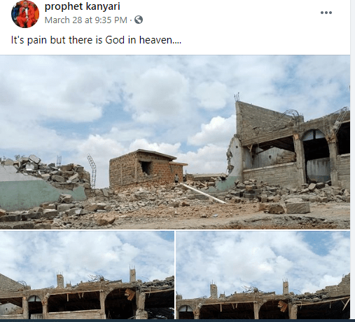 Blow to Fake PASTOR VICTOR KANYARI after the Government demolished his church in Njiiru