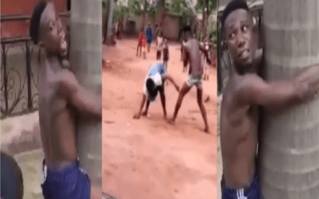 Drama As Man Is Publicly Whipped For Mercilessly Beating His Mother To A Pulp (Video).
