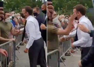 Moment, French President EMMANUEL MACRON was slapped (VIDEO)– Don’t try this on UHURU