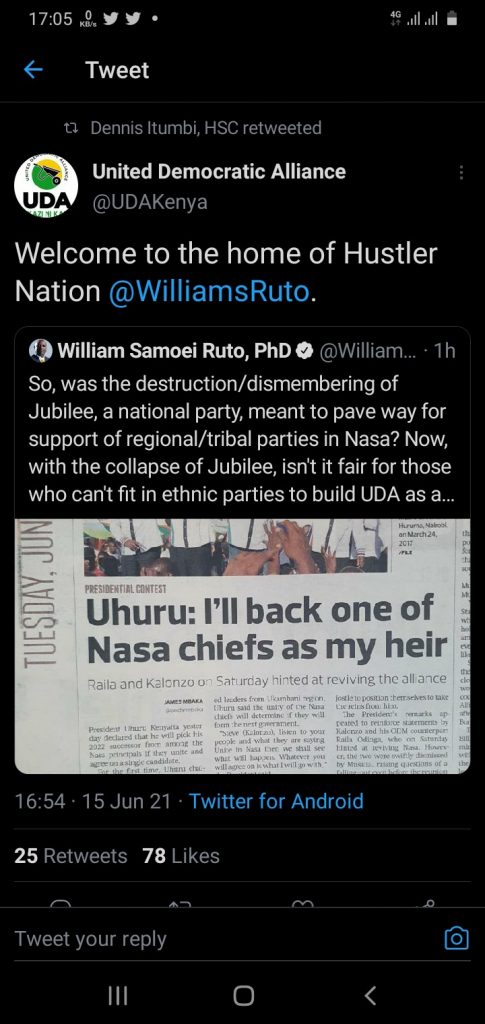 UDA Officially Welcomes DP Ruto To 'Hustler Nation'