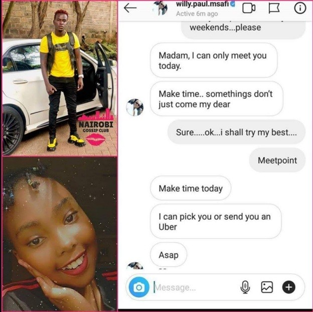 ‘Naeza kutumia Uber?’ Serial woman eater, WILLY PAUL, caught luring an 18 yr old lady to SEX – Private chats leak