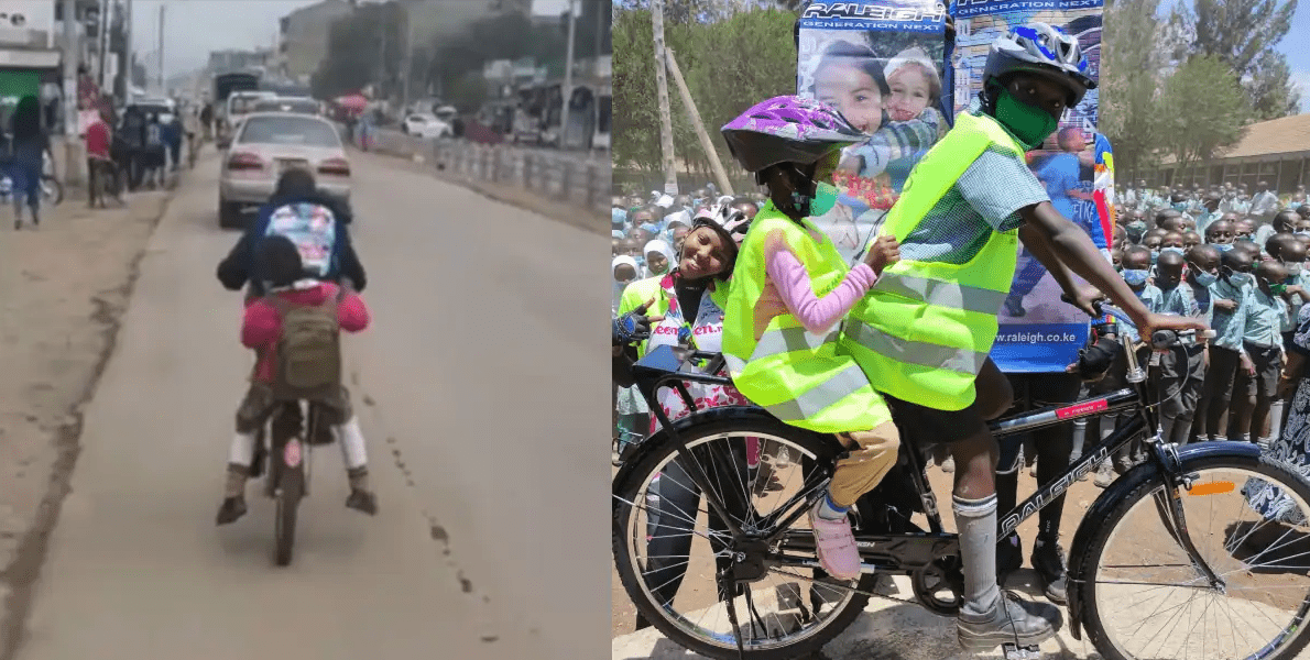 Nakuru: Boy who went viral for taking sister to school on bicycle 3KM daily receives help from Kenyans