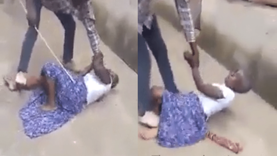 Man beating his own mother for quarreling with wife-Video
