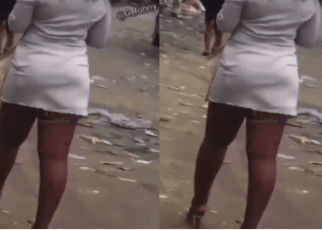 Hasara Tupu! See how this thirsty guy salivating on a lady's nyash in public embarrassed himself (VIDEO)