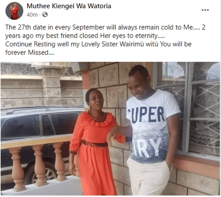 Kameme FM’s Muthee Kiengei Pens Emotional Message to Late Sister