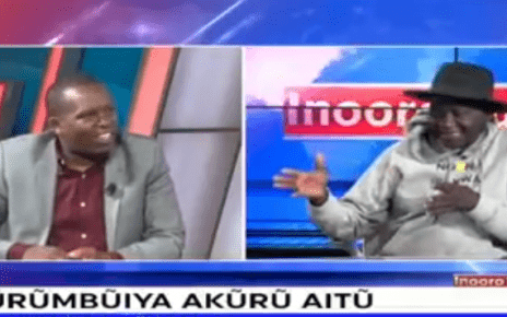 DRAMA at Inooro TV, Kikuyu Mugithi artist falls down during a live interview (VIDEO).