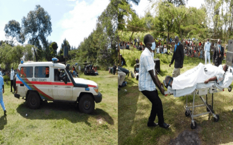 Bomet: Emotional Moment as Ailing Wife Arrives at Husband's Burial in Ambulance, Hospital Bed