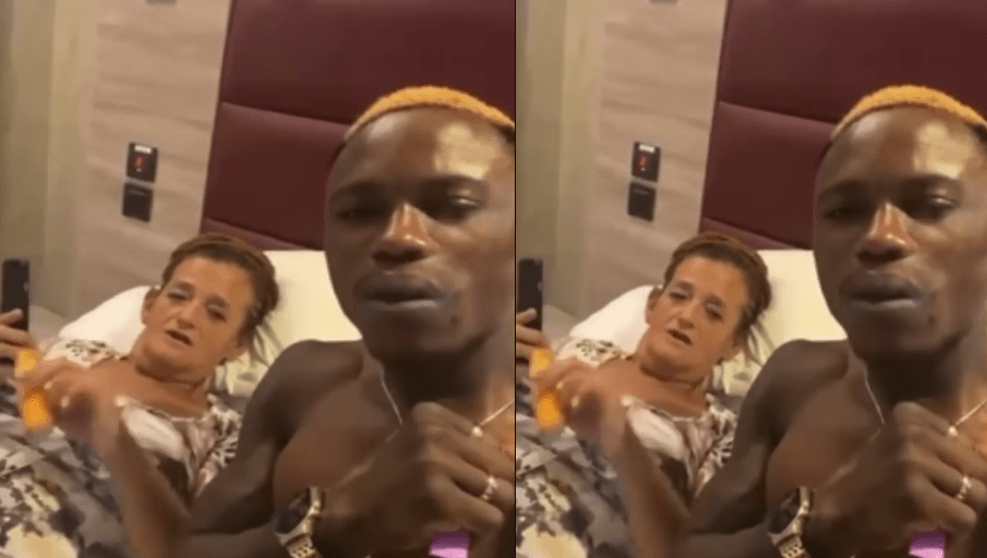 Young ‘Ben 10’ shares a video in bed with his granny Mzungu lover – Huyu ni VISA na pesa anatafuta! (VIDEO).