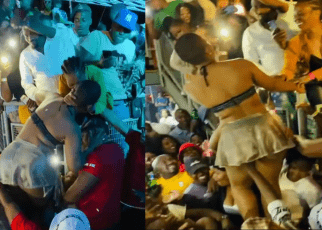 Thirsty man dips his hand inside a short skirt that ZODWA WABANTU was wearing, touches her big booty when performing (VIDEO).