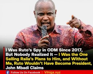 “I Was Ruto’s Spy in ODM Since 2017, But Nobody Realized It. I Was The One Selling Raila’s Plans to Him, And Without Me, Ruto Wouldn’t Have Become President,” CS Mbadi Allegedly Claims 