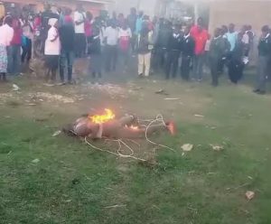 Disturbing Video Shows Young Innocent Boy Being Burned Alive by Mob After Two Ladies Snatched His Phone and Shouted ‘Thief’ (VIDEO)